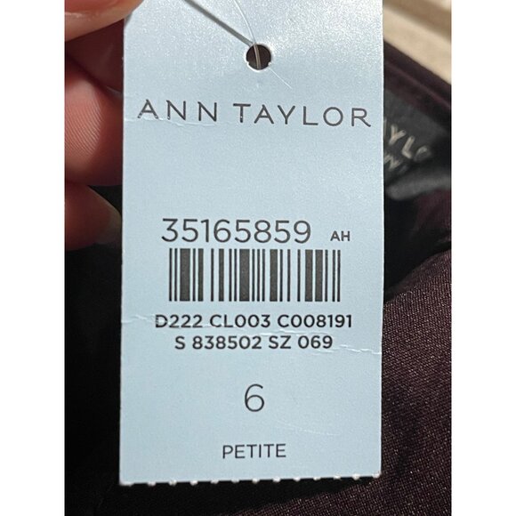 Ann Taylor Curvy Fit High Rise Ankle Pants Slim Leg Polyester/Spandex Plum 6P - Picture 6 of 16